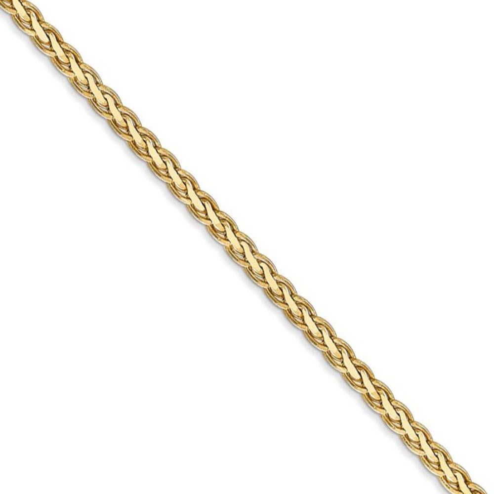 3mm, 14k Yellow Gold, Flat Wheat Chain Necklace, 18 Inch